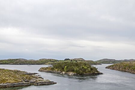 View from the bridge over the Langsundet which separates the islands Mellom Vikna and Ytre-Viknaの写真素材