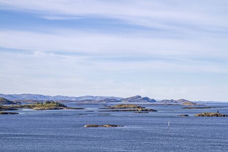 View from the bridge at Rorvik on the Naeroysundetの写真素材