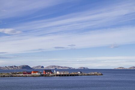Southwestern view of the pier of Sandviksberget with warehouses on the islands of Sundholmen and Strandholmenの写真素材