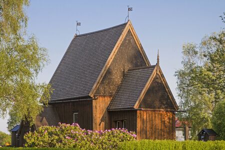 Hedared Stave Church is the only historical stave church in Swedenの写真素材