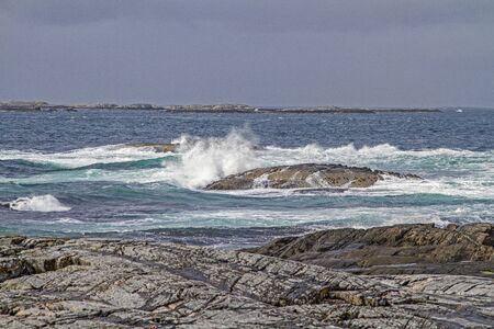 Impressive high wave mountains on the Norwegian Atlantic coastの写真素材
