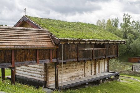 Wooden barn in central Norway near Trondheimの写真素材