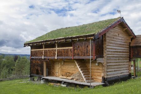 Wooden barn in central Norway near Trondheimの写真素材