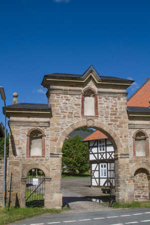 Entrance gate to the WÃ¶ltingerode monastery near Goslarのeditorial素材
