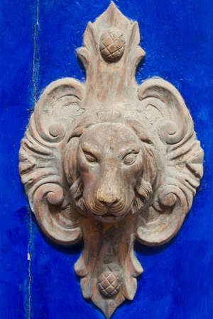 Door handle on a medieval half-timbered house in Wernigerodeの写真素材