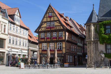 The city center of Quedlinburg consists largely of idyllic half-timbered houses that were built in the Lower Saxon styleのeditorial素材