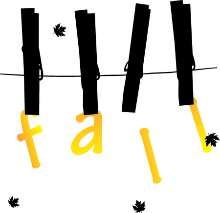 Autumn or fall cards hanging from on a rope with clothespins, one in the series of similar imagesのイラスト素材