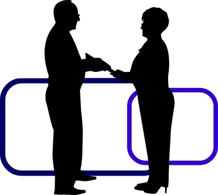 Business background with business people, pay tribute or promotion at work silhouette on layered のイラスト素材