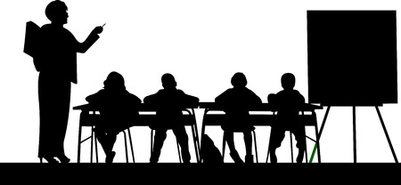  School teacher with book in the class teach your students silhouetteのイラスト素材