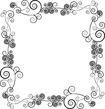 Decorative ornamental frame for text with swirls, one in the series of similar images silhouetteのイラスト素材