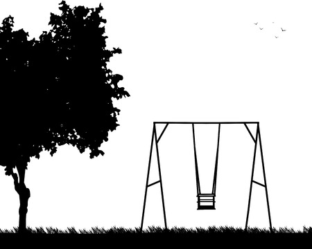 Swing in the park, one in the series of similar images silhouetteのイラスト素材