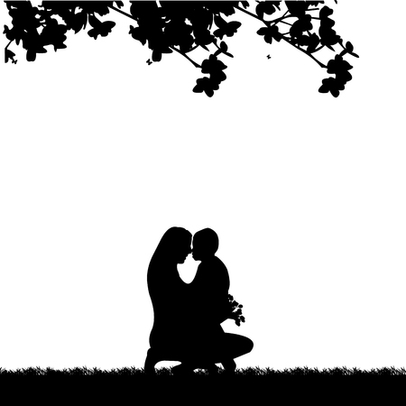 The baby give away a mother of flowers bouquet, one in the series of similar images silhouette.のイラスト素材