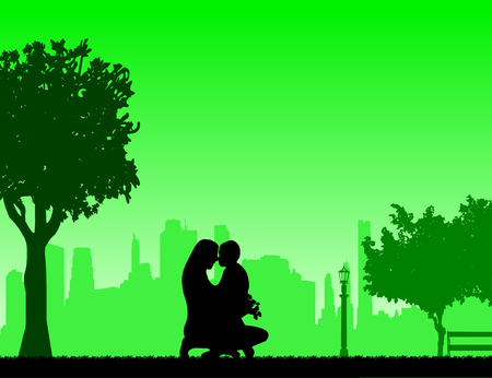The baby give away a mother of flowers bouquet, one in the series of similar images silhouette.のイラスト素材