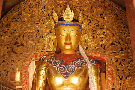 tibet, gyantse, august 2010 - statue of Buddhaの写真素材