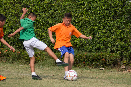 Activity of primary football competition. 10-12 year old students participated in the competition and fun.のeditorial素材