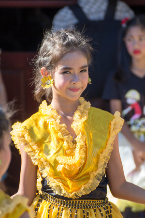 BANGKOK THAILAND  June 11 2015: Unknown children Thailand students Culture Dance at Elementary School. bangkok at 2015.のeditorial素材