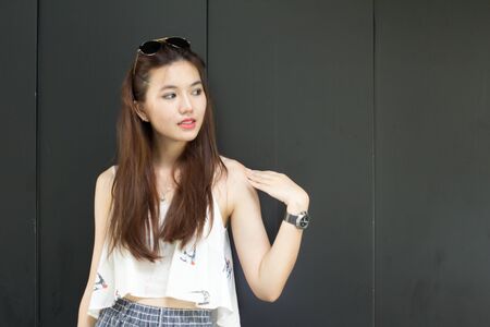 Portrait of thai adult beautiful girl relax time.の写真素材