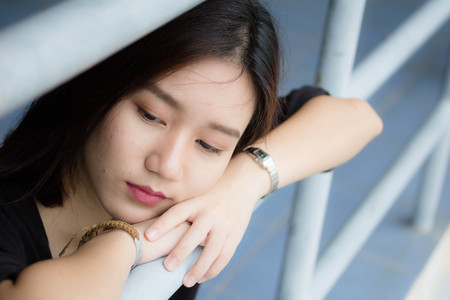 Portrait of thai adult beautiful girl relax and smileの写真素材