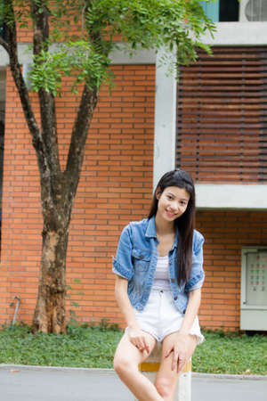 asia thai adult Women jeans denim relax and smile