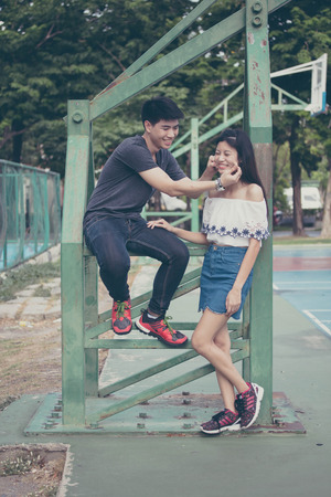 asia adult thai lover relax and smileの写真素材