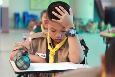 Activity of teaching Elementary students. Elementary students are Test lesson. The students intend exam.のeditorial素材