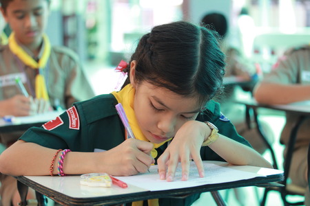 Activity of teaching Elementary students. Elementary students are Test lesson. The students intend...