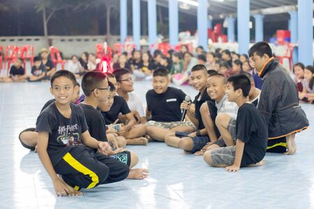 Student 11-12 years old, Scout activities, dance performances around the fire., TeePangKorn Scout Camp in Samut Sakhon Thailand.のeditorial素材
