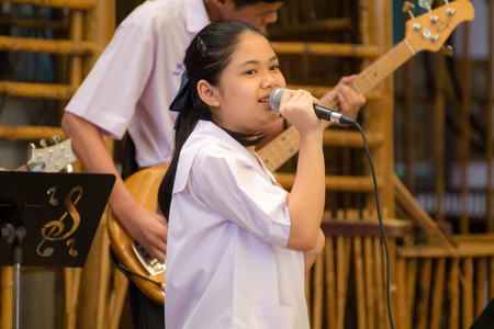 BANGKOK, Thailand - January 27, 2017: Bangkok. High school students singing happily. high school in bangkok thailand.のeditorial素材