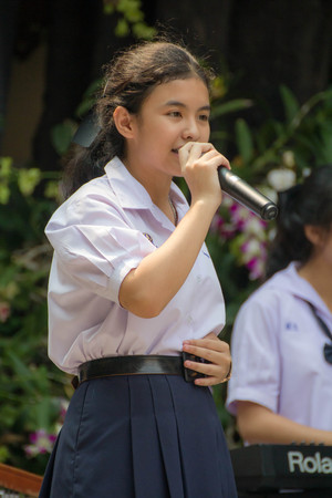 BANGKOK, Thailand - January 27, 2017: Bangkok. High school students singing happily. high school in bangkok thailand.のeditorial素材