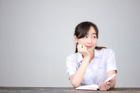 asia thai high school student uniform beautiful girl Write a book