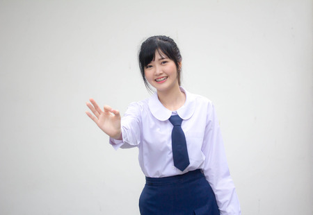 Portrait of thai high school student uniform beautiful girl okの写真素材