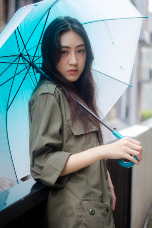 Portrait of thai adult beautiful girl relax and smileの写真素材