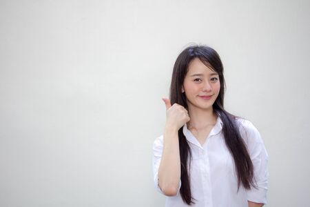 Portrait of thai adult working women white shirt likeの写真素材