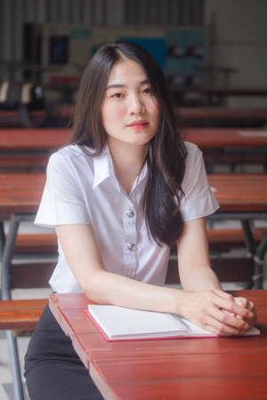 portrait of thai adult office girl read a bookの写真素材