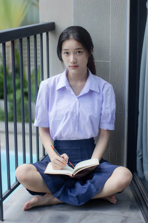 asia thai high school student uniform beautiful girl Write a book