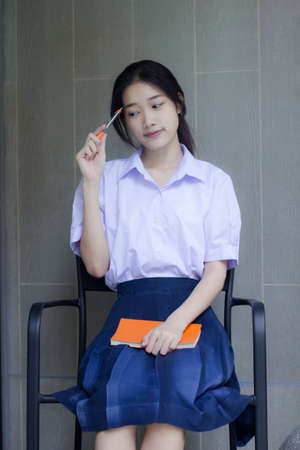 asia thai high school student uniform beautiful girl Write a book