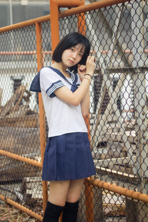 japanese teen beautiful girl in student smile and relaxの写真素材