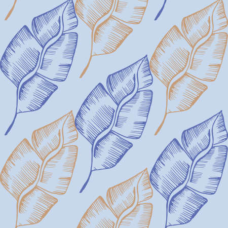 seamless pattern of stylized feathers or leaves.handmade vector illustration for website design, postcards, interior design, Wallpaper, wrapping paper, and moreのイラスト素材