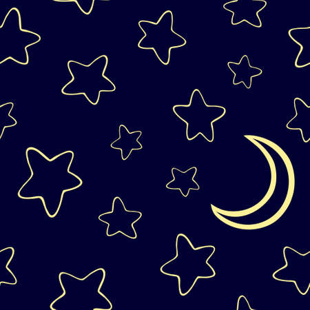 seamless background with stars and moon.vector cute stars are suitable for childrens rooms, clothes, books and moreのイラスト素材