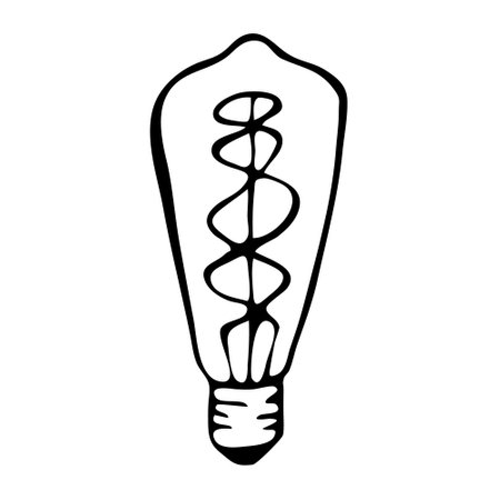 single vector light bulb, doodle line artのイラスト素材