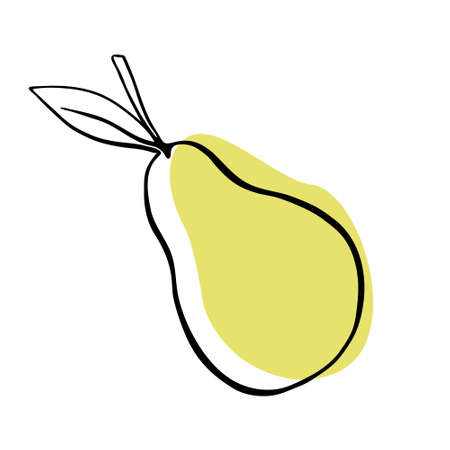 a single vector illustration with a pear. Line art fruitのイラスト素材