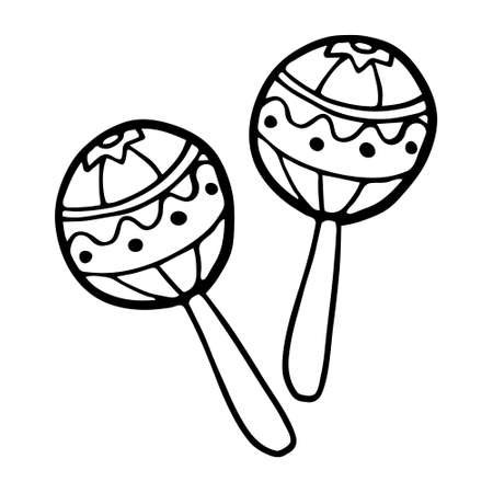 maracas vector hand-drawn illustration isolated on a white background. doodle a musical instrumentのイラスト素材