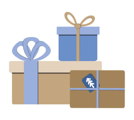 Christmas gift collection vector clipart. Hand-drawn cute doodle gift box, Christmas illustration.のイラスト素材