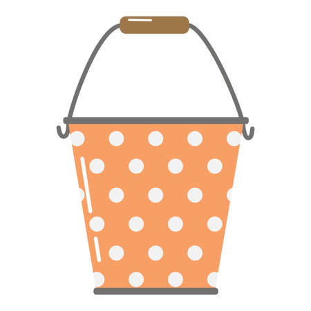 Polka dot bucket vector illustration, Garden Tools.のイラスト素材