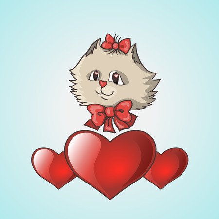 Valentines cat with heart.のイラスト素材