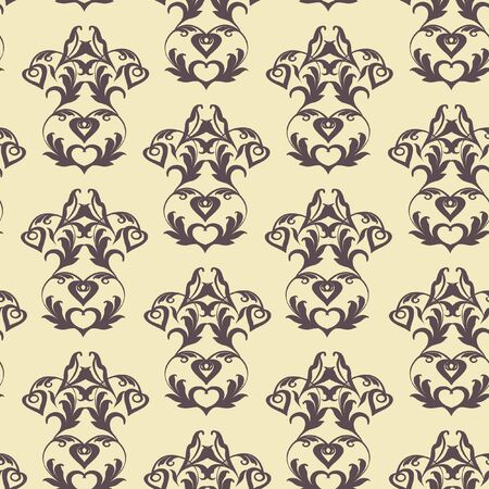 Seamless damask pattern with hearts. eps8のイラスト素材