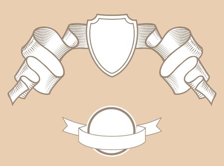 Color Ribbons and Badges. Vector design elements. Eps-8のイラスト素材