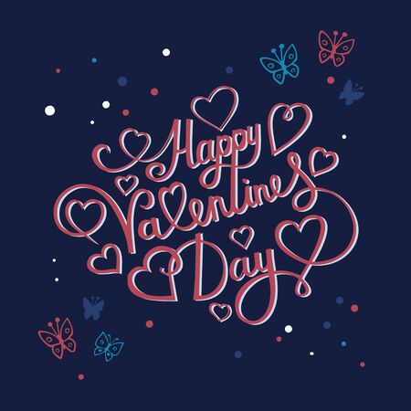 Inspiring lettering black on white. Positive quote with swirls in heart shape. Modern calligraphy for T-shirt and postcard design. Happy Valentines Day. のイラスト素材