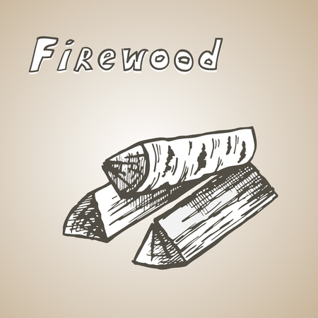 stack of three wooden logs, cartoon vector and illustration, hand drawn style.のイラスト素材