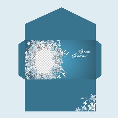 Envelope design with abstract  lily  ornamentのイラスト素材
